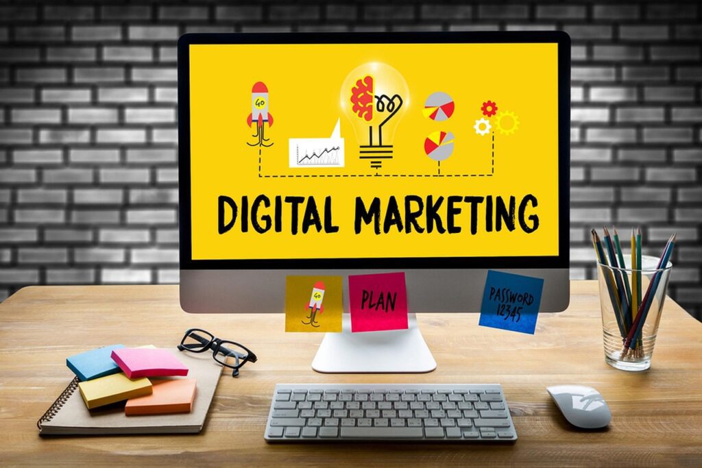 digital marketing tips and planning on computer